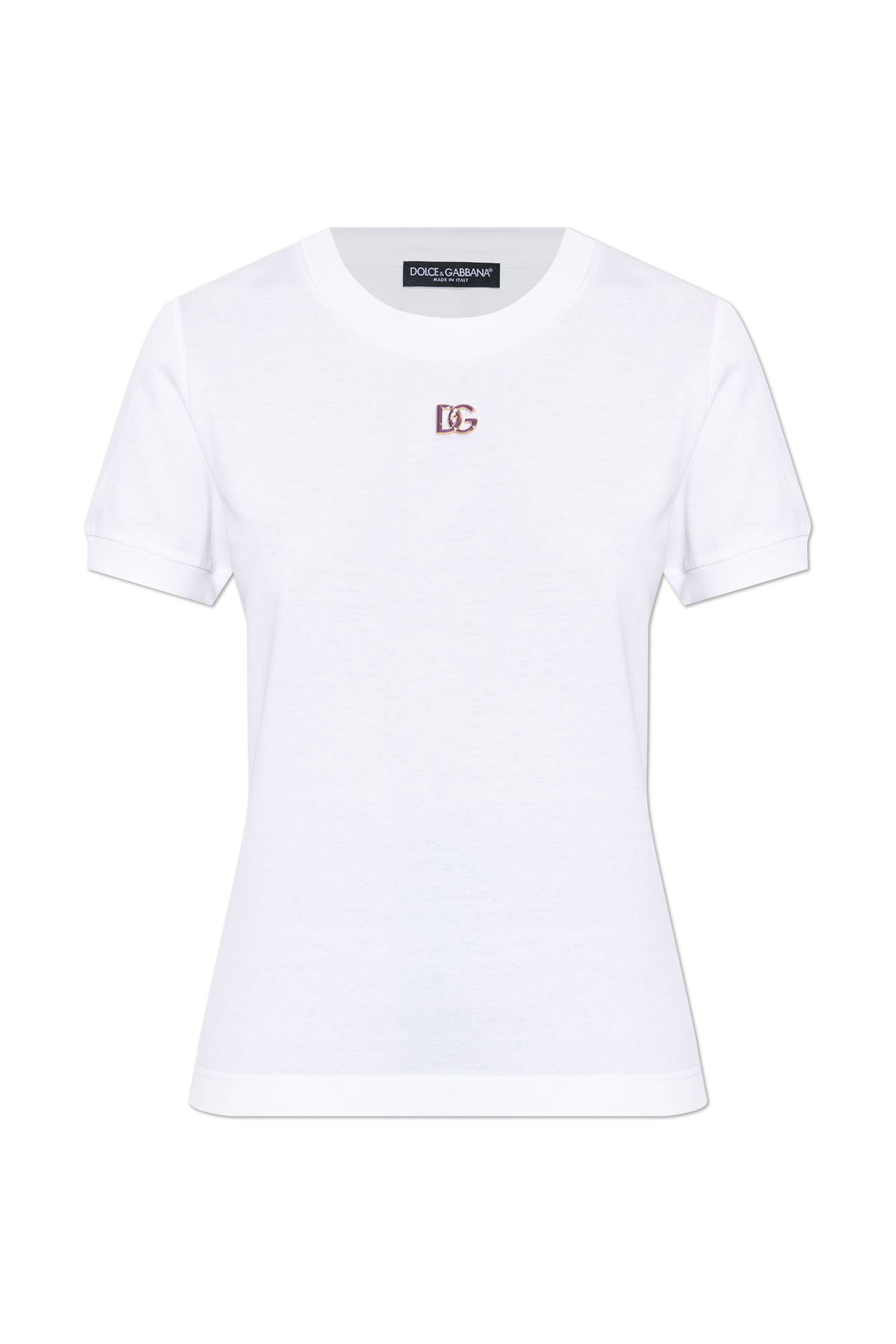Dolce & Gabbana T-SHIRT WITH LOGO APPLIQUE Tシャツ 快適 ロゴ White T-shirt with logo applique Dolce & Gabbana - Vitkac AS